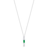 14K White Gold Baguette Emerald And Diamond Vertical Bar Pendant - Abtin & Company 
