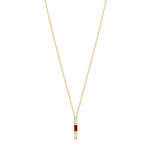 14K Yellow Gold Baguette Ruby & Diamond Vertical Bar Pendant - Abtin & Company 