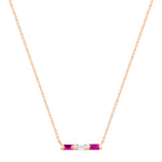 14K Rose Gold Baguette Pink Sapphire And Diamond Bar Pendant - Abtin & Company 