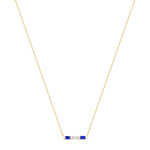 14K Yellow Gold Baguette Blue Sapphire & Diamond Bar Pendant - Abtin & Company 