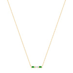 14K Yellow Gold Baguette Emerald and Diamond Bar Pendant - Abtin & Company 