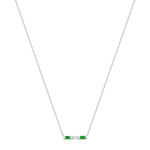 14K White Gold Baguette Emerald And Diamond Bar Pendant - Abtin & Company 