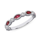 14K Rose Gold Marquise Ruby & Diamond Bead & Eye Stacking Band - Abtin & Company 