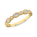 14K Gold Marquise White Sapphire & Diamond Bead & Eye Stacking Band - Abtin & Company 