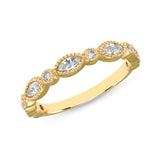 14K Gold Marquise White Sapphire & Diamond Bead & Eye Stacking Band - Abtin & Company 
