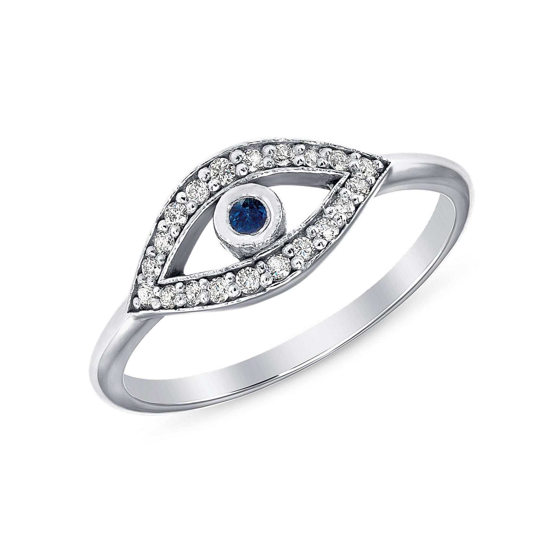 14K Gold Diamond & Blue Sapphire Evil-eye Ring - Abtin & Company 