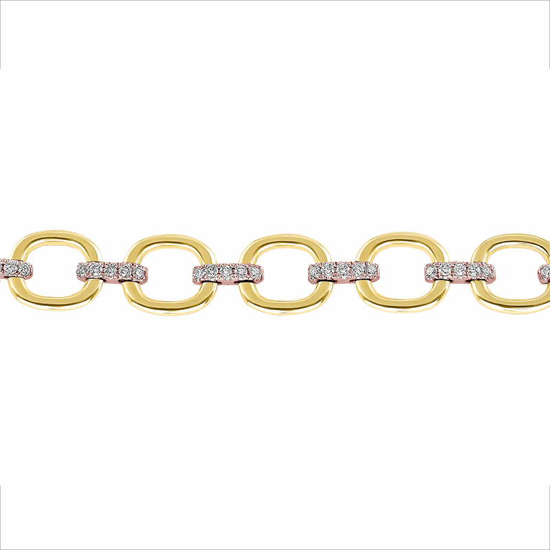 14K Gold Diamond Chain-Link Bracelet Two-Tone Bracelet - Abtin & Company 