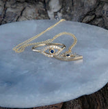 14K Gold Diamond & Blue Sapphire Evil-eye Ring - Abtin & Company 