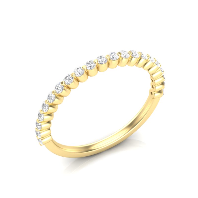 14K Gold Round Halfway Eternity Floating Set Lab Grown Diamond Wedding Band Ring - Abtin & Company 