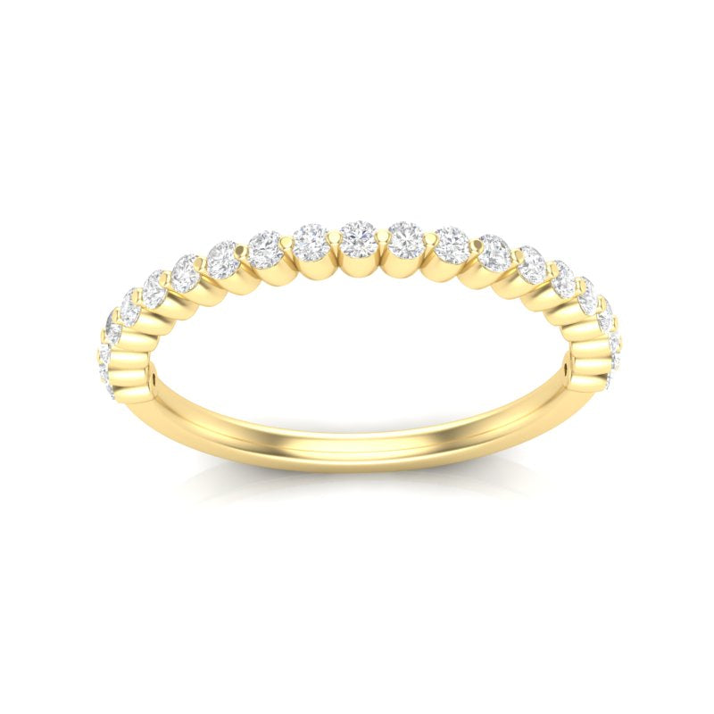 14K Gold Round Halfway Eternity Floating Set Lab Grown Diamond Wedding Band Ring - Abtin & Company 