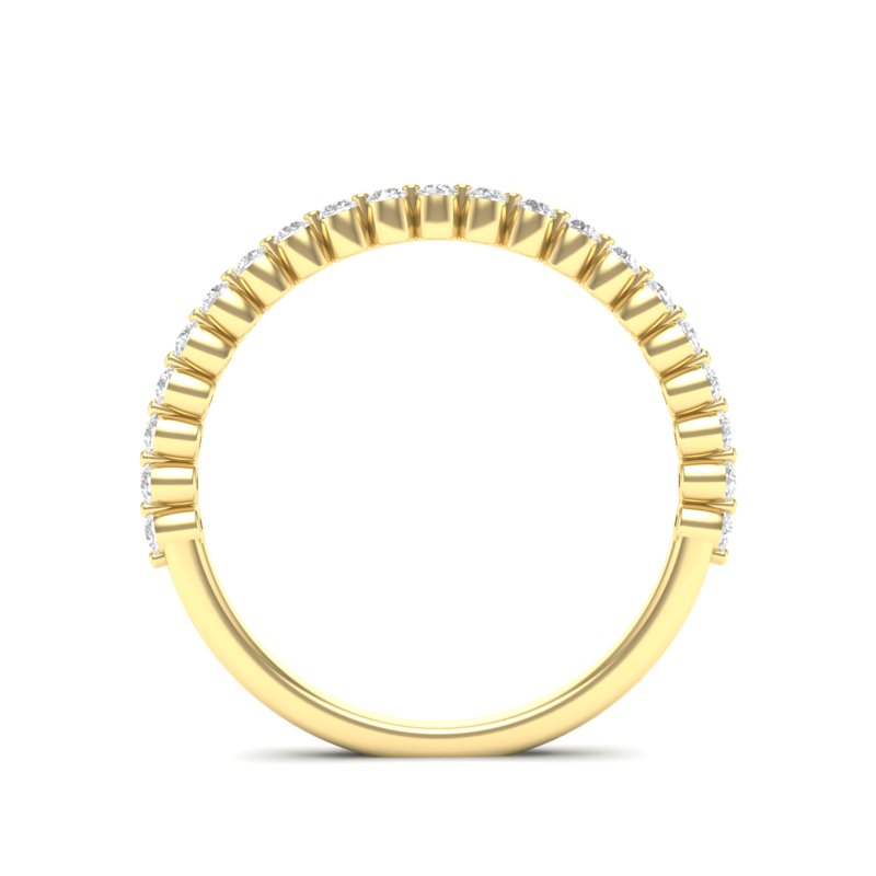 14K Gold Round Halfway Eternity Floating Set Lab Grown Diamond Wedding Band Ring - Abtin & Company 