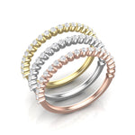 14K Gold Round Halfway Eternity Floating Set Lab Grown Diamond Wedding Band Ring - Abtin & Company 