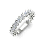 14K Gold Pear Cut Three Quarter Way Tilted Eternity Modern Prong Set Lab Grown Diamond Wedding Band Ring - Abtin & Company 