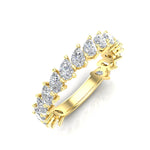 14K Gold Pear Cut Three Quarter Way Tilted Eternity Modern Prong Set Lab Grown Diamond Wedding Band Ring - Abtin & Company 