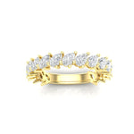 14K Gold Pear Cut Three Quarter Way Tilted Eternity Modern Prong Set Lab Grown Diamond Wedding Band Ring - Abtin & Company 