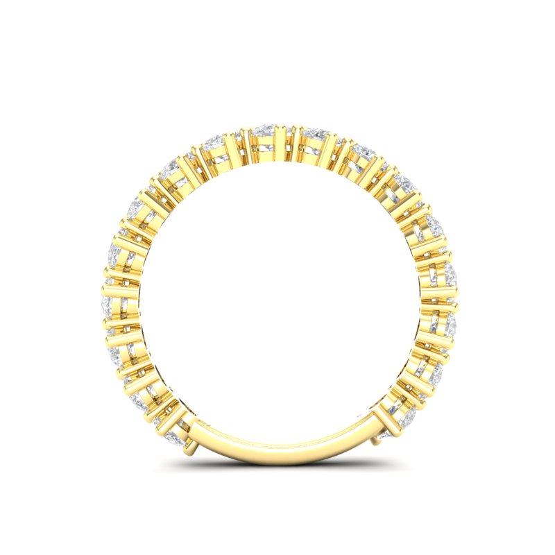 14K Gold Pear Cut Three Quarter Way Tilted Eternity Modern Prong Set Lab Grown Diamond Wedding Band Ring - Abtin & Company 