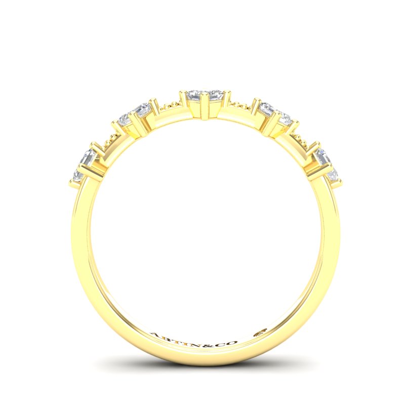 14K Gold Ascher Cut Halfway Eternity Prong Set Lab Grown Diamond Wedding Band Ring - Abtin & Company 