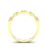 14K Gold Ascher Cut Halfway Eternity Prong Set Lab Grown Diamond Wedding Band Ring - Abtin & Company 