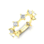 14K Gold Ascher Cut Three Quarter Way Eternity Bezel Set Lab Grown Diamond Wedding Band Ring - Abtin & Company 