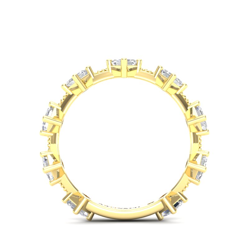14K Gold Ascher Cut Three Quarter Way Eternity Bezel Set Lab Grown Diamond Wedding Band Ring - Abtin & Company 