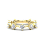14K Gold Ascher Cut Three Quarter Way Eternity Bezel Set Lab Grown Diamond Wedding Band Ring - Abtin & Company 
