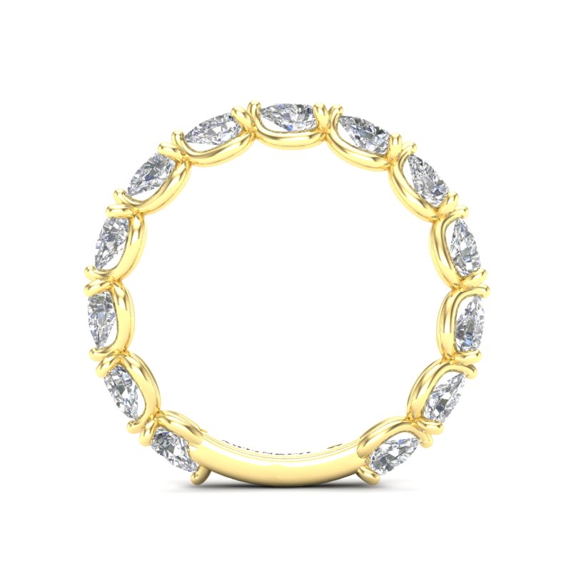 14K Gold Pear Cut Three Quarter Way East West Eternity Modern Prong Set Lab Grown Diamond Wedding Band Ring - Abtin & Company 