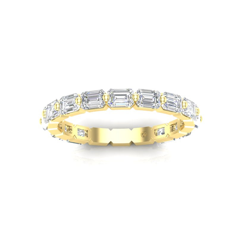 14K Gold Emerald Cut Three Quarter Way East West Eternity Modern Prong Set Lab Grown Diamond Wedding Band Ring - Abtin & Company 