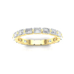 14K Gold Emerald Cut Three Quarter Way East West Eternity Modern Prong Set Lab Grown Diamond Wedding Band Ring - Abtin & Company 