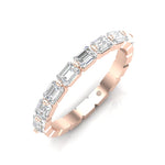 14K Gold Emerald Cut Halfway East West Eternity Modern Prong Set Lab Grown Diamond Wedding Band Ring - Abtin & Company 