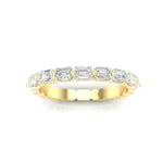 14K Gold Emerald Cut Halfway East West Eternity Modern Prong Set Lab Grown Diamond Wedding Band Ring - Abtin & Company 