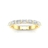 14K Gold Emerald Cut Halfway East West Eternity Modern Prong Set Lab Grown Diamond Wedding Band Ring - Abtin & Company 