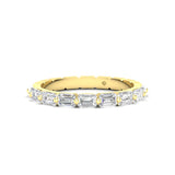 14K Gold Emerald Cut Halfway East West Eternity Modern Prong Set Lab Grown Diamond Wedding Band Ring - Abtin & Company 