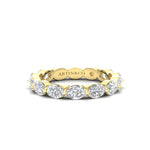 14K Gold Oval Cut Three Quarter Way Eternity East West Floating Set Lab Grown Diamond Wedding Band Ring - Abtin & Company 