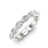 14K Gold Oval Cut Halfway Eternity East West Floating Set Lab Grown Diamond Wedding Band Ring - Abtin & Company 