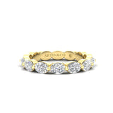 14K Gold Oval Cut Halfway Eternity East West Floating Set Lab Grown Diamond Wedding Band Ring - Abtin & Company 