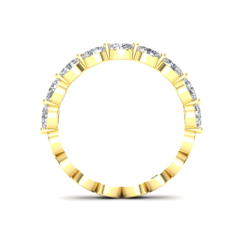 14K Gold Oval Cut Halfway Eternity East West Floating Set Lab Grown Diamond Wedding Band Ring - Abtin & Company 