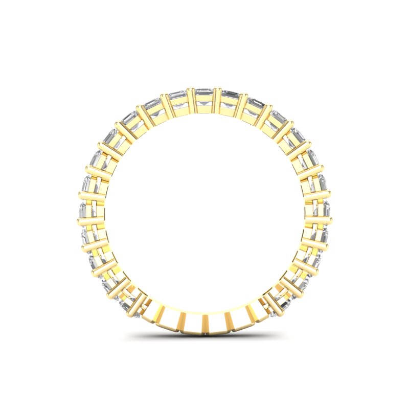 14K Gold Ascher Cut Halfway Eternity Prong Set Lab Grown Diamond Wedding Band Ring - Abtin & Company 