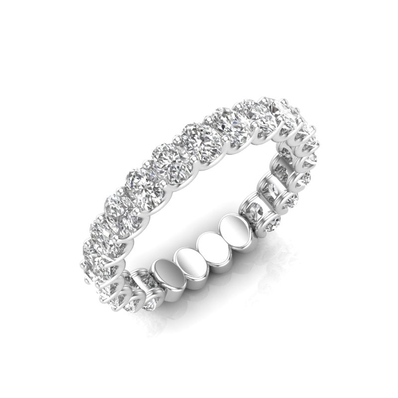 14K Gold Oval Cut Three Quarter Way Eternity U Prong Set Lab Grown Diamond Wedding Band Ring - Abtin & Company 