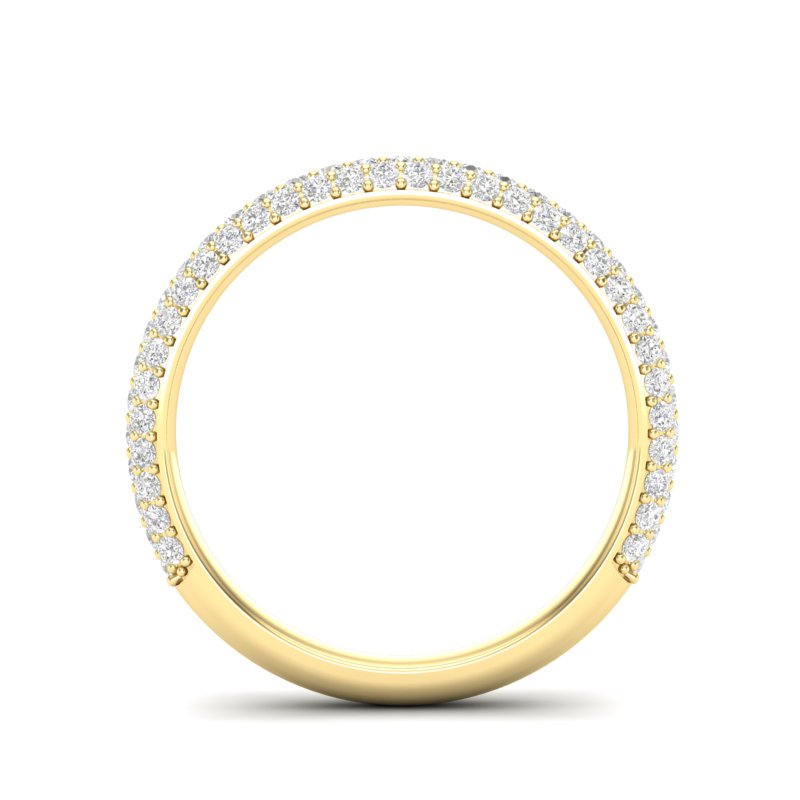 14K Gold Round Three Quarter Way Three Rows Eternity Pave Set Lab Grown Diamond Wedding Band Ring - Abtin & Company 