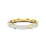 14K Gold Round Three Quarter Way Three Rows Eternity Pave Set Lab Grown Diamond Wedding Band Ring - Abtin & Company 