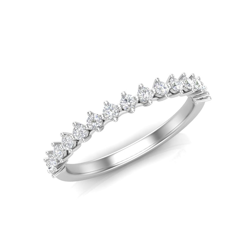 14K Gold Round Halfway Eternity Modern Share Prong Set Lab Grown Diamond Wedding Band Ring - Abtin & Company 