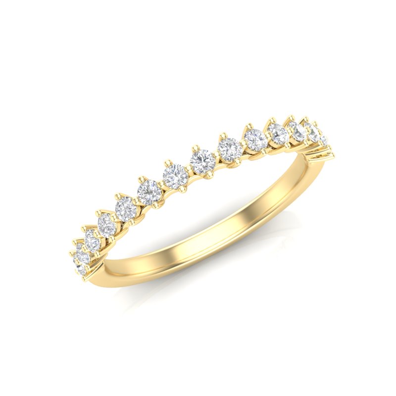 14K Gold Round Halfway Eternity Modern Share Prong Set Lab Grown Diamond Wedding Band Ring - Abtin & Company 