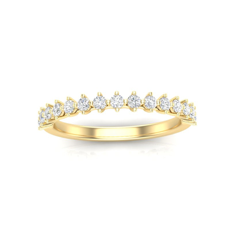 14K Gold Round Halfway Eternity Modern Share Prong Set Lab Grown Diamond Wedding Band Ring - Abtin & Company 