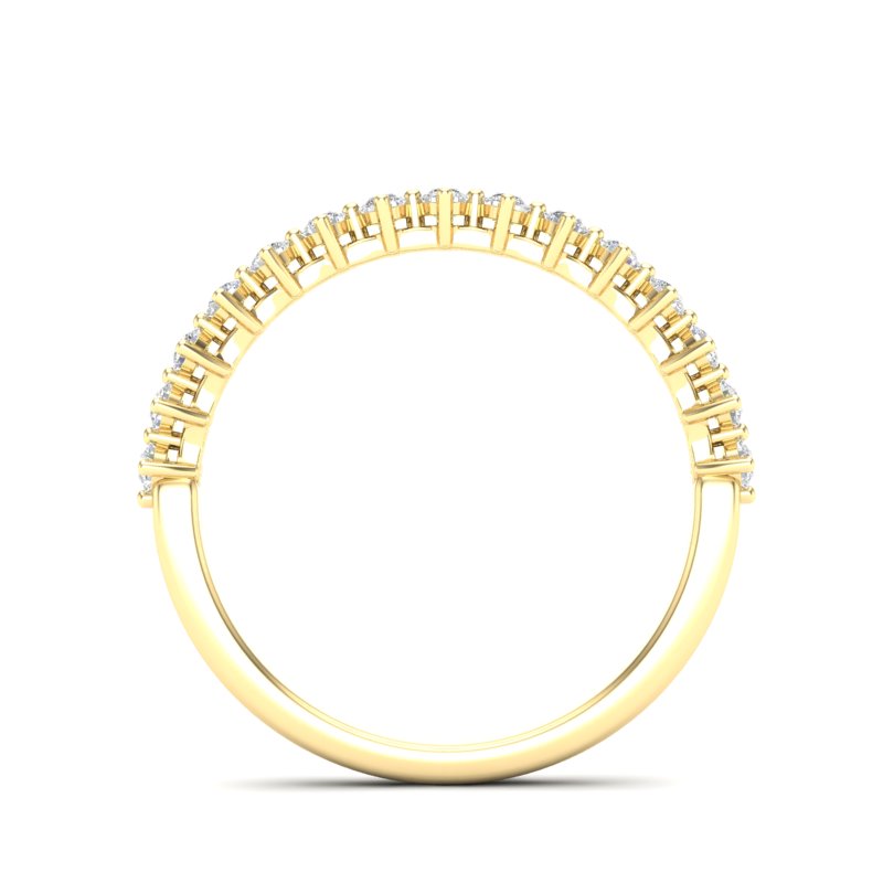 14K Gold Round Halfway Eternity Modern Share Prong Set Lab Grown Diamond Wedding Band Ring - Abtin & Company 