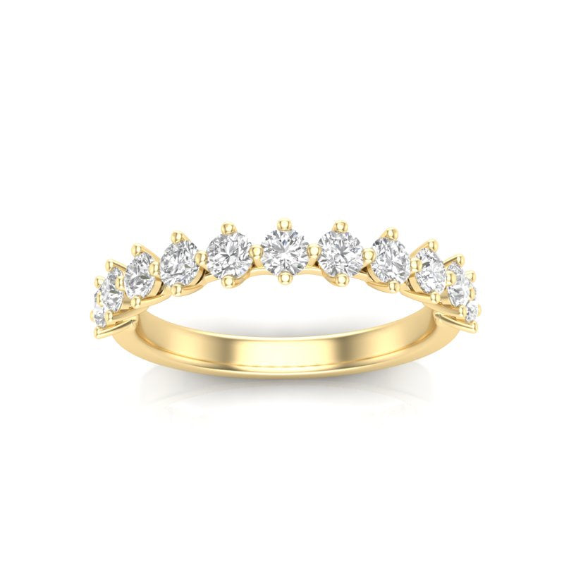 14K Gold Round Halfway Eternity Modern Share Prong Set Lab Grown Diamond Wedding Band Ring - Abtin & Company 