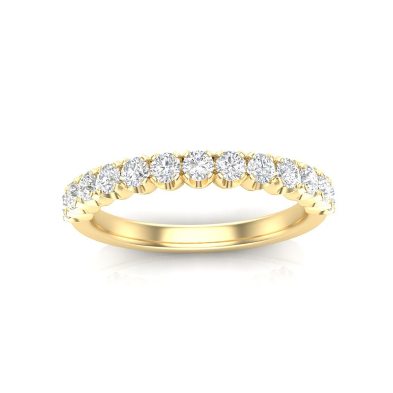 14K Gold Round Halfway Eternity Modern U Prong Set Lab Grown Diamond Wedding Band Ring - Abtin & Company 