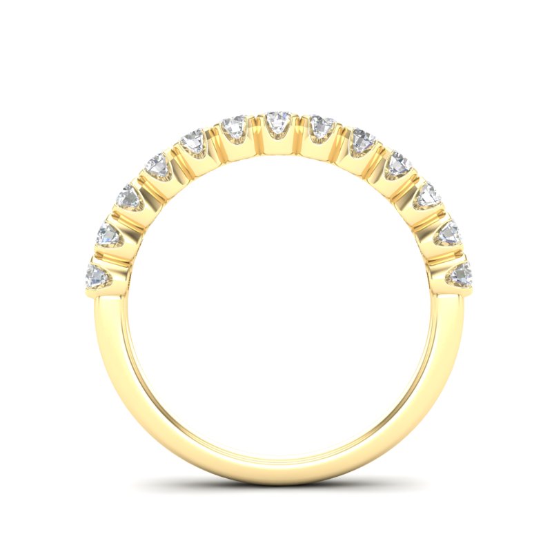 14K Gold Round Halfway Eternity Modern U Prong Set Lab Grown Diamond Wedding Band Ring - Abtin & Company 