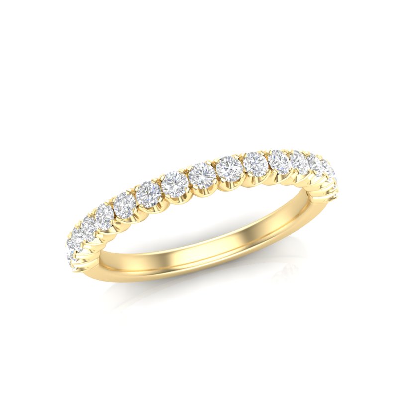 14K Gold Round Halfway Eternity Modern U Prong Set Lab Grown Diamond Wedding Band Ring - Abtin & Company 