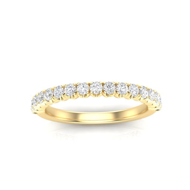 14K Gold Round Halfway Eternity Modern U Prong Set Lab Grown Diamond Wedding Band Ring - Abtin & Company 