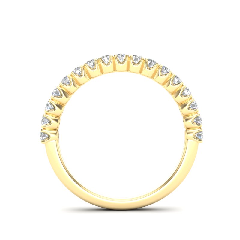 14K Gold Round Halfway Eternity Modern U Prong Set Lab Grown Diamond Wedding Band Ring - Abtin & Company 